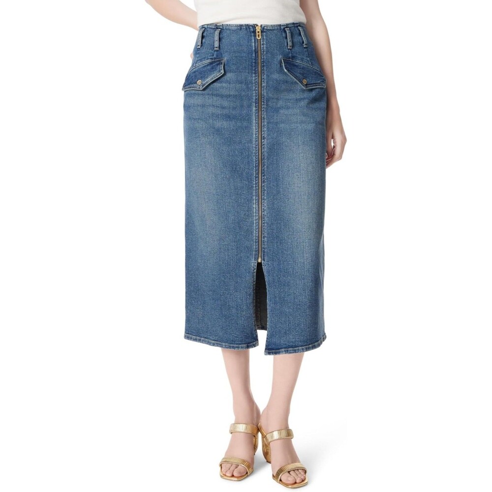 Dee Ocleppo Millie Front Zip Blue Denim Skirt Women’s Size 6 NWT $109